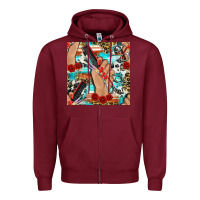 Burgundy hairdresser hand scissors and roses with serape leopard and cowhide se Zipper Hoodie - BundleAndBundleShop