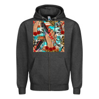 Charcoal Heather hairdresser hand scissors and roses with serape leopard and cowhide se Zipper Hoodie - BundleAndBundleShop