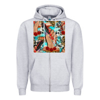 Heather Grey hairdresser hand scissors and roses with serape leopard and cowhide se Zipper Hoodie - BundleAndBundleShop