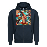 Navy hairdresser hand scissors and roses with serape leopard and cowhide se Zipper Hoodie - BundleAndBundleShop