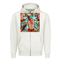 Oatmeal Heather hairdresser hand scissors and roses with serape leopard and cowhide se Zipper Hoodie - BundleAndBundleShop