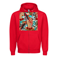 Red hairdresser hand scissors and roses with serape leopard and cowhide se Zipper Hoodie - BundleAndBundleShop