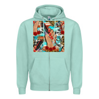 Seafoam hairdresser hand scissors and roses with serape leopard and cowhide se Zipper Hoodie - BundleAndBundleShop