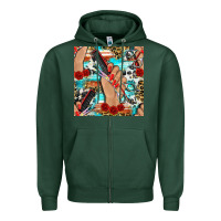 Sports Green hairdresser hand scissors and roses with serape leopard and cowhide se Zipper Hoodie - BundleAndBundleShop