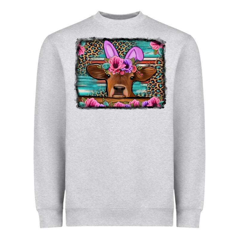 Easter Floral Leopard Cow Heavyweight Sweatshirt by Jasminsmagicworld | Teevron