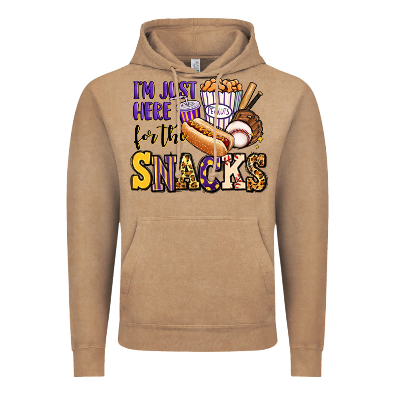 I'm Just Here For The Snacks Baseball Purple And G Vintage Hoodie by Jasminsmagicworld | Teevron