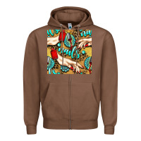 Chestnut hand and nail polish with turquoise gemstone and leopard seamless patt Zipper Hoodie - BundleAndBundleShop