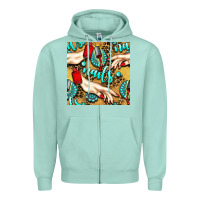 Seafoam hand and nail polish with turquoise gemstone and leopard seamless patt Zipper Hoodie - BundleAndBundleShop