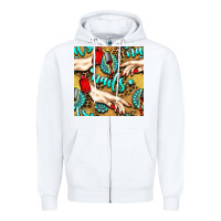 White hand and nail polish with turquoise gemstone and leopard seamless patt Zipper Hoodie - BundleAndBundleShop