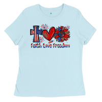 Baby Blue faith love freedom Ladies Tee - Zillion Design Studio