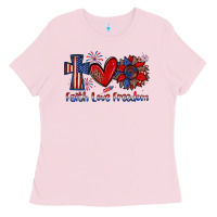 Bubblegum Pink faith love freedom Ladies Tee - Zillion Design Studio