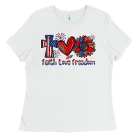 White faith love freedom Ladies Tee - Zillion Design Studio