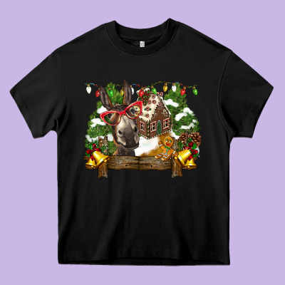 Christmas Donkey Candy House Heavy Core Tee Designed By Barkaloodesign