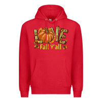 Red Love Fall Y'all Premium Hoodie - texasbilliewilder