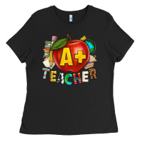 Black a plus teacher Ladies Tee - texasbilliewilder