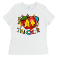 White a plus teacher Ladies Tee - texasbilliewilder