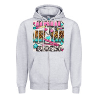 Heather Grey leopard and cowhide hair and curling iron with hearts and flowers seam Zipper Hoodie - BundleAndBundleShop
