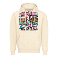 Sandshell leopard and cowhide hair and curling iron with hearts and flowers seam Zipper Hoodie - BundleAndBundleShop