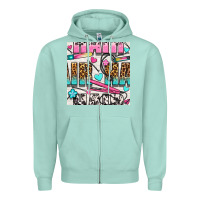 Seafoam leopard and cowhide hair and curling iron with hearts and flowers seam Zipper Hoodie - BundleAndBundleShop