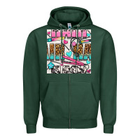 Sports Green leopard and cowhide hair and curling iron with hearts and flowers seam Zipper Hoodie - BundleAndBundleShop