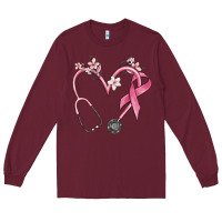 Burgundy stethoscope nurse medical breast cancer awareness Long Sleeve Tee - MaliasSmallBusiness