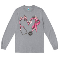 Heather Grey stethoscope nurse medical breast cancer awareness Long Sleeve Tee - MaliasSmallBusiness