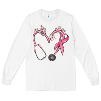 White stethoscope nurse medical breast cancer awareness Long Sleeve Tee - MaliasSmallBusiness