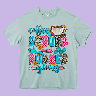 Coffee Scrubs And Rubber Gloves Heavy Core Tee Designed By Zillion Design Studio