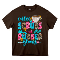 Chocolate Brown coffee scrubs and rubber gloves Heavy Core Tee - Zillion Design Studio