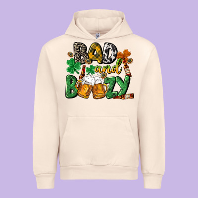 Bad And Boozy St. Patrick's Day Urban Hoodie Designed By Cowgirlartshop