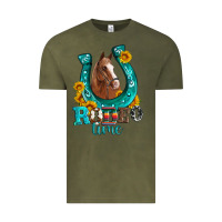 Vintage Olive horseshoe rodeo time Vintage Tee - Artiststas