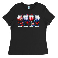 Black American wine glasses Ladies Tee - Zillion Design Studio