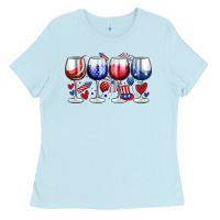 Baby Blue American wine glasses Ladies Tee - Zillion Design Studio