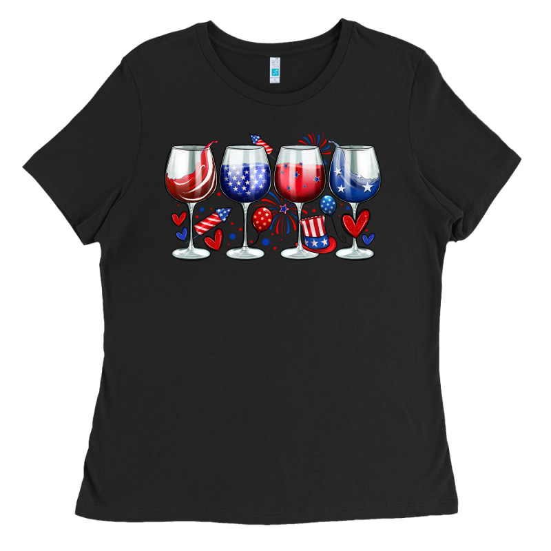 American Wine Glasses Ladies Tee by Zillion Design Studio | Teevron