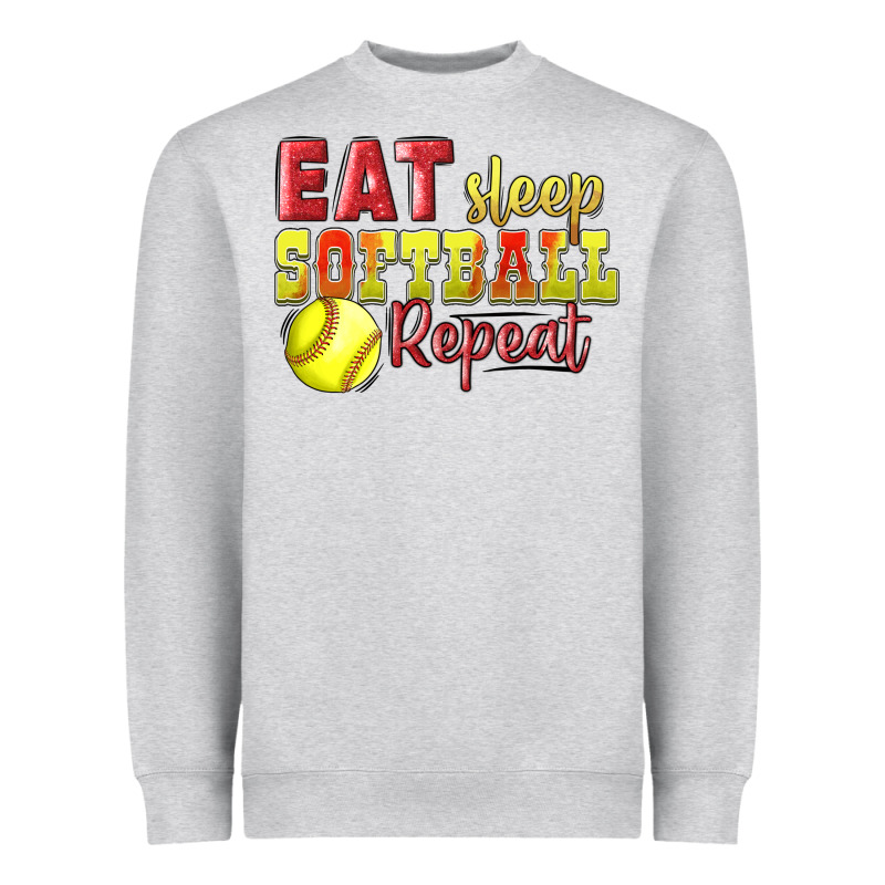 Eat Sleep Softball Repeat Heavyweight Sweatshirt by LillyAllenDesigns | Teevron