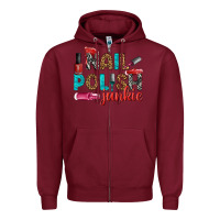 Burgundy nail polish junkie bbs Zipper Hoodie - BundleAndBundleShop