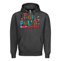 Charcoal Heather nail polish junkie bbs Zipper Hoodie - BundleAndBundleShop