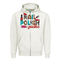 Oatmeal Heather nail polish junkie bbs Zipper Hoodie - BundleAndBundleShop