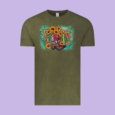Cowboy Boots Sunflower Vintage Tee Designed By Adodesignshop
