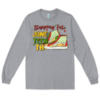 Heather Grey stepping into juneteenth Long Sleeve Tee - MaliasSmallBusiness