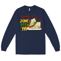 Navy stepping into juneteenth Long Sleeve Tee - MaliasSmallBusiness