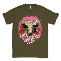 Army Green v.d lotus and cow Classic Tee - AdoDesignShop