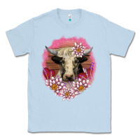 Dusty Blue v.d lotus and cow Classic Tee - AdoDesignShop