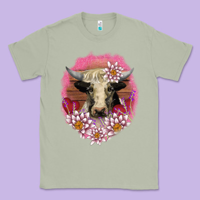 V.d Lotus And Cow Classic Tee Designed By Adodesignshop