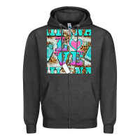 Charcoal Heather love nail and polish with leopard seamless pattern bbs Zipper Hoodie - BundleAndBundleShop