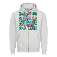 Dove Grey love nail and polish with leopard seamless pattern bbs Zipper Hoodie - BundleAndBundleShop