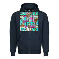 Navy love nail and polish with leopard seamless pattern bbs Zipper Hoodie - BundleAndBundleShop