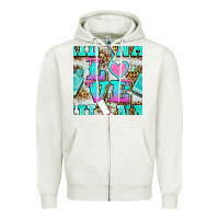 Oatmeal Heather love nail and polish with leopard seamless pattern bbs Zipper Hoodie - BundleAndBundleShop