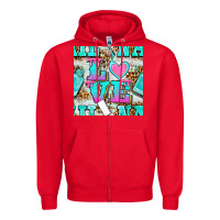 Red love nail and polish with leopard seamless pattern bbs Zipper Hoodie - BundleAndBundleShop