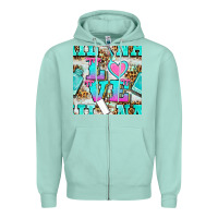 Seafoam love nail and polish with leopard seamless pattern bbs Zipper Hoodie - BundleAndBundleShop